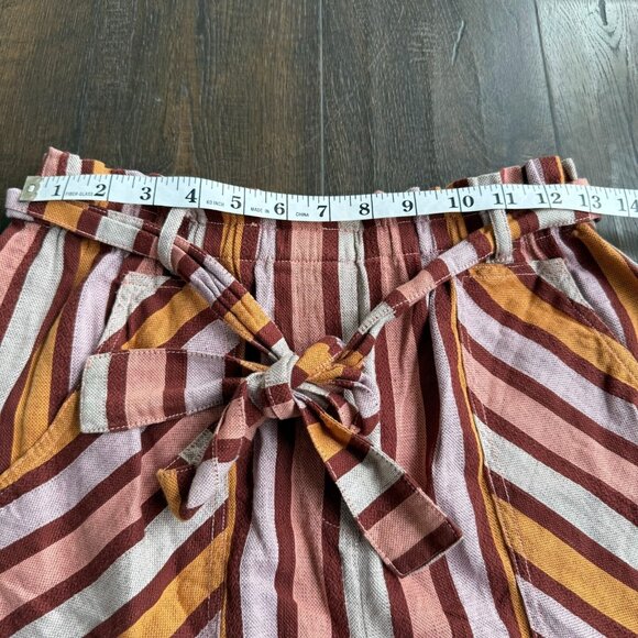Anthropologie Women's Belted Striped Paperbag Waist Shorts Multi Size Small - Picture 7 of 11